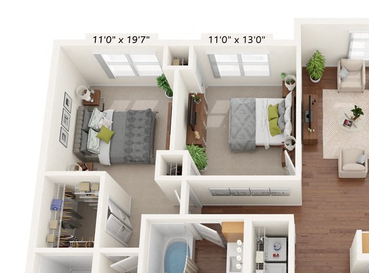 Three Bedroom - A Floor Plan Three Bedroom - A Floor Plan at Bren Road Station 55+ Apartments, Minnesota, 55343
